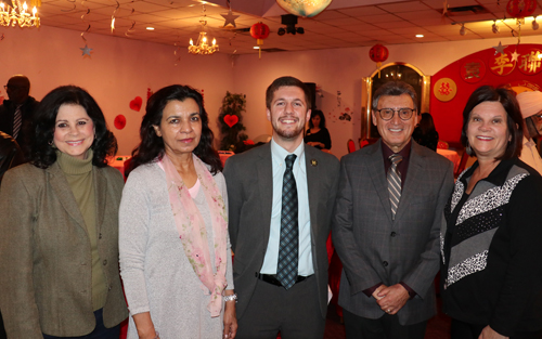 Councilwoman Dona Brady, Qaisra Haider, Nate Curry, Basil Russo and Mayor Georgine Welo