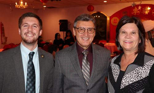 Nate Curry (Cleveland Cavs), Basil Russo and Mayor Georgine Welo