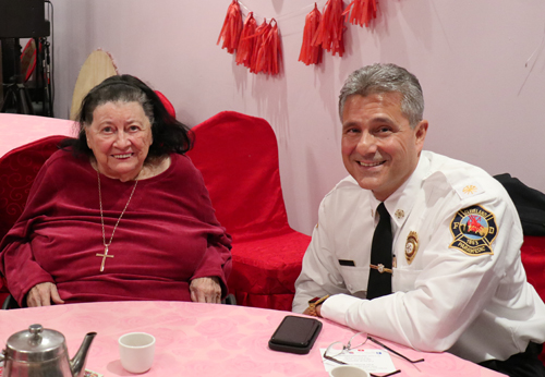 Pat Hanson and Fire Chief Angelo Calvillo