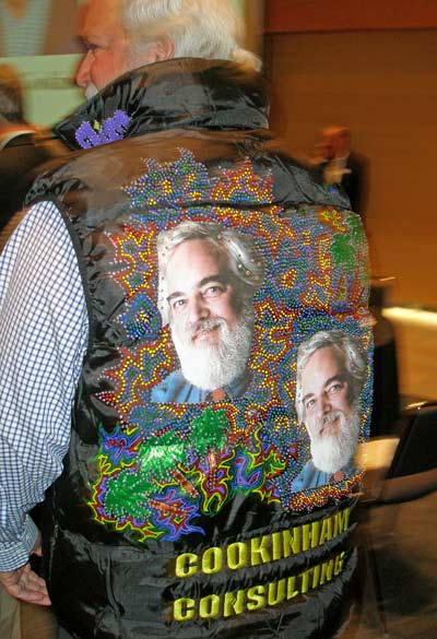 The back of Jim Cookinham's new coat