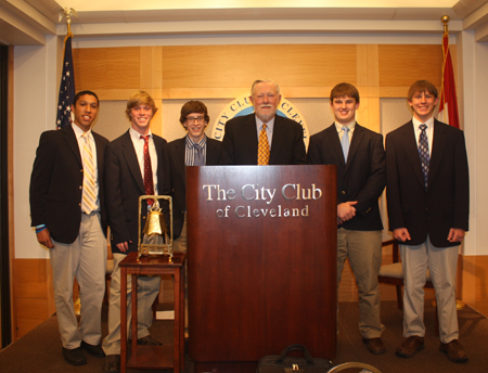 Chuck Geschke with students from his alma mater St. Ignatius High School - Nick Hallisy, Kevin Anderson, Greg Blanc, Stephan Franco, Peter Landoll