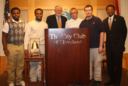 Chuck Geschke with Max Hayes High School students