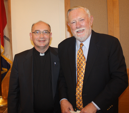 John Carroll University President Fr. Robert Niehoff, S.J. with former JCU math prof Chuck Geschke