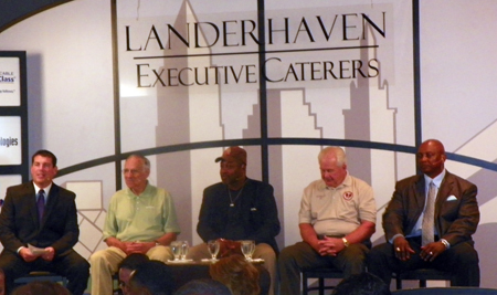 Moderator Dave Chodowsky, Coach Sam Rutigliano, Greg Pruitt,  Don Cockroft and Mike Pruitt