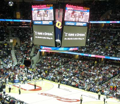 Cleveland Cavaliers Scoreboard with 'I have a Dream'