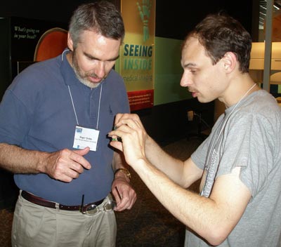 Dr. Roger Quinn with salamander robot creator Alessandro Crespi  from Switzerland