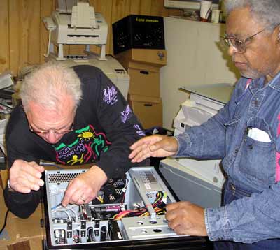 Len Nagel and Dan Davenport working on Len's new system