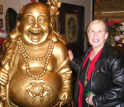 Marcia Zashin with Buddha Statue