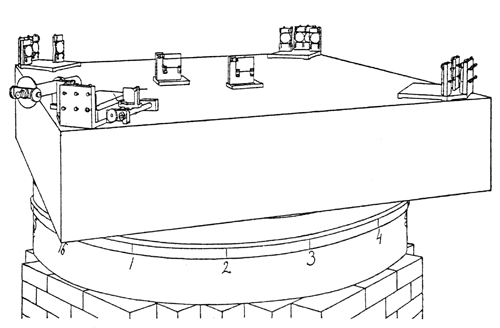 Michelson and Morleys interferometric setup, mounted on a stone slab that floats in an annular trough of mercury.