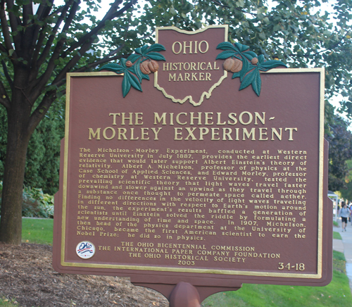 Michelson-Morley Experiment marker at CWRU