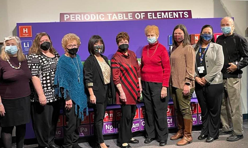 Oanh Loi-Powell and Jenny Brown in center of new Periodic Table