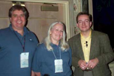 Intel CIO Pat Gelsinger with APCUG president Peggy Ireland and Dan Hanson