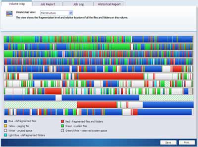 Sample fragmented drive screen display