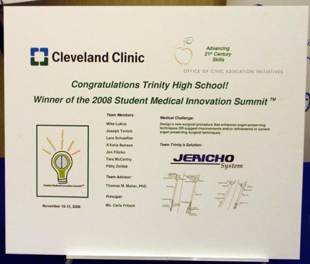 Cleveland Clinic Trinity High School award