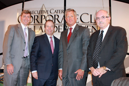 Inside Business editor Steve Gleydura, Cardinal Fastener & Specialty Co. president John Grabner,  Lincoln Electric CEO John Stropki and MAGNET CEO Dan Berry at Corporate Club at Landerhaven