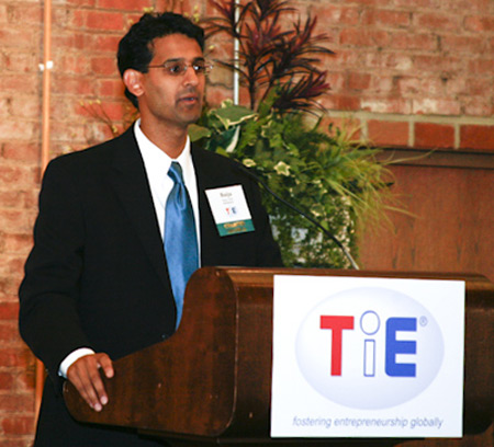 Baiju Shah at podium