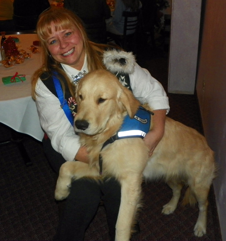 Linde DeCarlo of FiftySomething Magazine with leader-dog-in-training Raymond