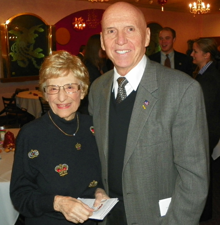 Vi Spevack, columnist for the Cleveland Jewish News with Ray Saikus, president of Joint Veterans Commission of Cuyahoga County