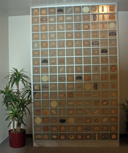 The Bread Wall in the Cleveland Foodbank's lobby