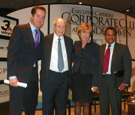 Moderator Chris Tye, Albert Ratner, Barbara Snyder and Larry Benders