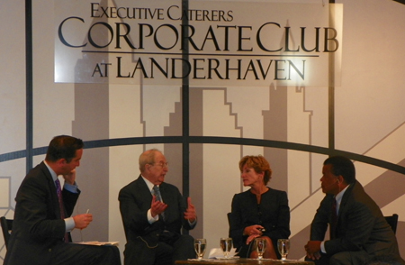 Moderator Chris Tye, Albert Ratner, Barbara Snyder and Larry Benders