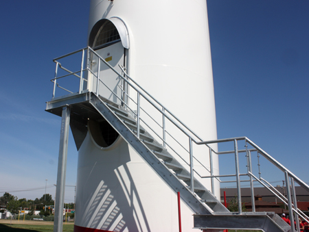 Stairs leading into the Lincoln Electric Wind Tower