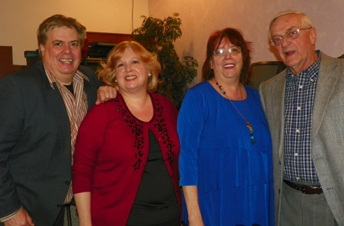 Sibling Dan Hanson, Pat Mugridge and Debbie Hanson with (uncle) Jim Sweeney