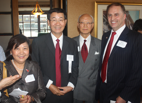Ye-Fan Glavin, Ambassador Sun Guoxiang, Anthony Yen and Canton Mayor William Healey II 
