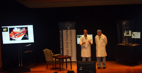 Brain surgery demo by UH Doctors Warren Selman and Andrew Sloan