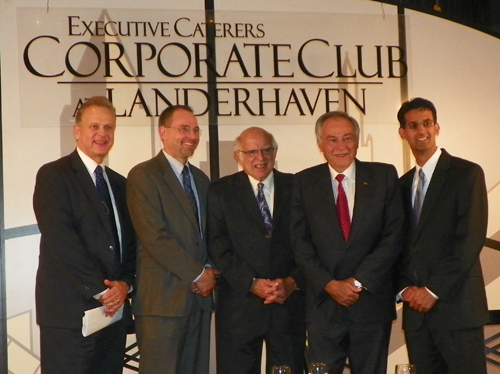 Moderator Lou Maglio with Baiju Shah, Dr.Luis Proenza and Jim Free with Harlan Diamond