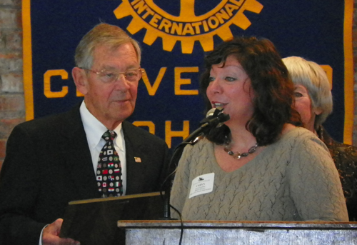 Sen George Voinovich and Caryn Candisky from Sen Rob Portman's office