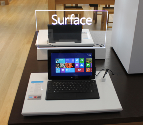 Microsft Surface display in Microsoft Store