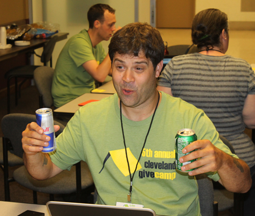 CAP team volunteer Dave Perish staying alert with Mountain Dew and Red Bull