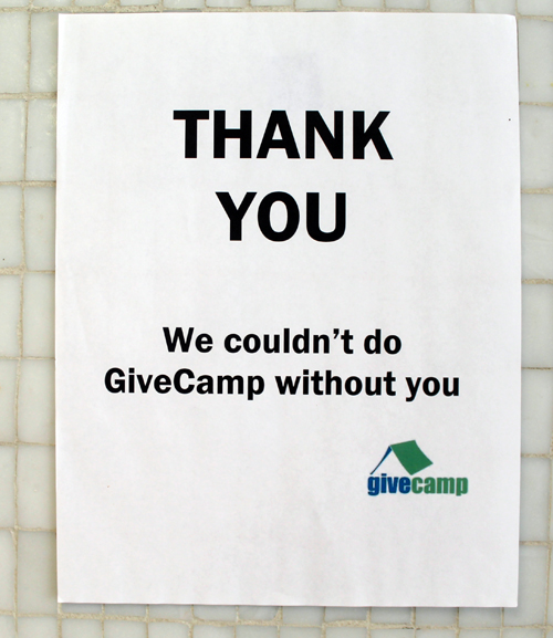 Thnak You GiveCamp sign
