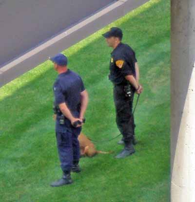 Security for President Bush outside the Intercontinetal Hotel