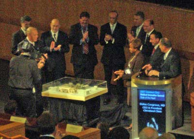 Ohio Governor Ted Stickland, Toby Cosgrove, Chris Coburn, Frank Jackson, Lee Fisher and others show the Global Cardiovascular Innovation Center GCIC model