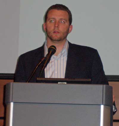 Hyland Software CEO A.J. Hyland delivering the keynote