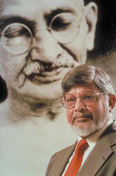 Arun Gandhi and Mahatma Gandhi poster