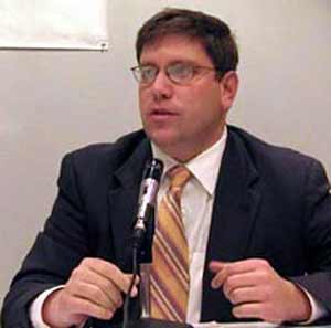 Joe Cimperman speaking on a panel at John Carroll University