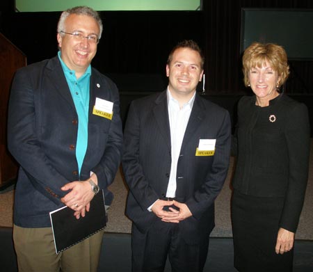 Lev Gonick with Wikinomics co-author Anthony Williams and CWRU Dean Barbara R. Snyder