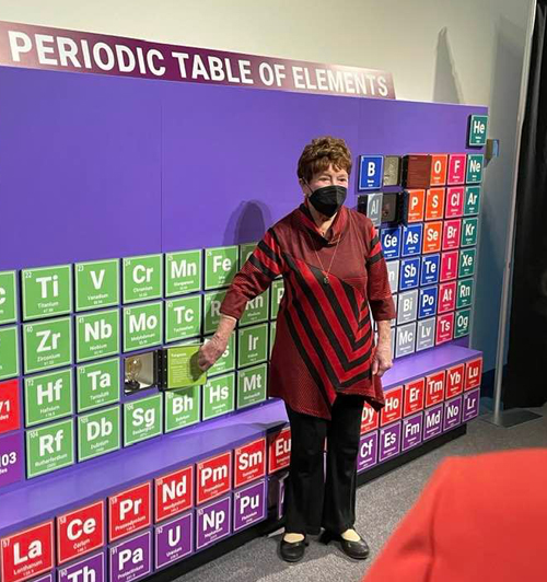 Jenny Brown and the new Periodic Table exhibit at GLSC